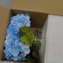 Hollyone Hydrangea Artificial Flowers with Vase Blue Silk Fake Flowers Arrangements in Glass Vase with Faux Water Faux Floral Bulk Bouquet for Home Decor Bathroom Table Centerpiece Shelf Decorations
