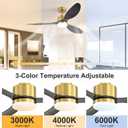 52" Ceiling Fans with Lights and Remote, Quiet DC Motor, 3 Reversible Blades, Modern Gold and Black Ceiling Fan with 3-Color LED Light Fandelier for Bedroom Living Room