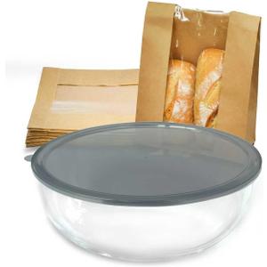 6.3Quart Large Glass Mixing Bowl with Lid, Clear Large Salad Bowls Glass Big Mixing Bowls for Kitchen