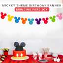 45pcs Rainbow Mouse Head Banner Flags Colorful Felt Fabric Cartoon Banners Reusable Cutouts Mouse Garland for Birthday Party Decoration Supplies, Room Decor, Baby Shower, Classroom Decorations