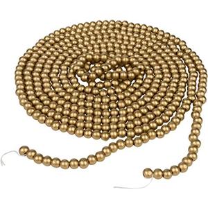 One Holiday Way 16-Foot Long Rustic Metallic Gold Wood Bead Garland Christmas Tree Decoration - Vintage Style Wooden Elegant Farmhouse Winter Home Decor