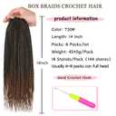 14 Inch Box Braids Crochet Hair 144 Strands Pre-looped Knotless Medium Box Braids 8 Packs 3X Bohemian Braiding Hair Extensions Synthetic Crochet Hair for Women (T30#)