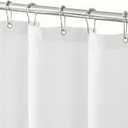 Seasonwood Extra Long Linen Shower Curtain Neutral Vintage Farmhouse Linen Shower Curtains for Bathroom Boho Bathroom Decor with 12 Sturdy Stainless Steel Sliding Hangers(White,72x84 Inches)