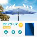 OLIXIS 9FT Patio Table Umbrella with Tilt and Crank Button & 8 Sturdy Ribs Waterproof, 9 Feet Outdoor Patio Umbrella Sun Shade for Pool, Terrace, Beach and Restaurant, Blue