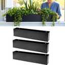 LaLaGreen Wall Planters for Outdoor Plants (36 Inch, 3 Pack) Carbon Steel Black Metal Hanging Flower Pot for Succulents, Wall Mount Rectangular Long Window Sill Box Balcony Fence Garden Deck Decor