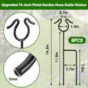 14 inch Garden Hose Guide Spike, 6 Pack Metal Hose Guides for Garden Heavy Duty Rustproof Coated Stake Keeps Water Hose Out of Flower Beds for Outside Lawn & Yard Plant Protection (Black)