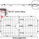 Sink Protector Grid 26-1/16" x 14-1/16", Centered Drain with Corner Radius 3-1/2", 304 Stainless Steel Material Centered Drain