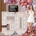 imprsv 4FT Marquee Numbers 50,DIY Light Up Numbers for 50th Birthday Decorations, Party Decorations,Anniversary Party Decor,Mosaic Number for Balloons Number 50,Pre-Cut Foam Board Kit