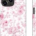 for iPhone 16 Pro Case Cute – Wireless Charging Compatible – Dual-Layer Shockproof Protection with Stylish Wildflower Design – Protective Cover for Women - Romantic Pink Bloom