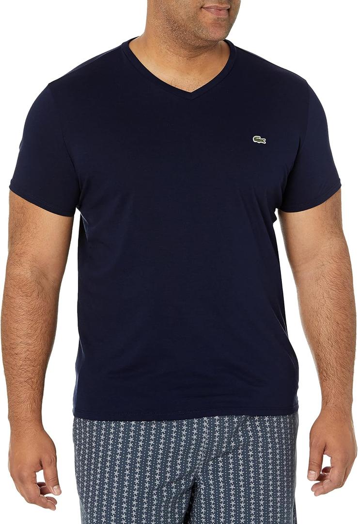 Lacoste Men's Short Sleeve V-Neck Pima Cotton Jersey T-Shirt (4X-Large)