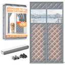 Magnetic Insulated Door Curtain Fits 36"x96" Doors - Thermal Door Cover for Winter with Clear Window, Window Insulation Kit & Doors Draft Stopper to Keep Cold Air Out for Front Doorway Home - Gray