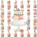 49 PCS She Is Off the Market Bridal Shower Decor Set Farmers Market Theme Cake Cupcake Toppers Vegetables Fruit Flowers Cake Picks for Bridal Showers Bachelorette Party Decoration Supplies