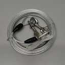 Petest 30ft Reflective Tie-Out Cable for Heavy Dogs Up to 125 Pounds (Black & Silver)