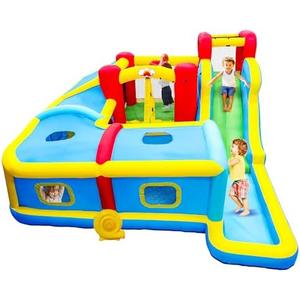 WELLFUNTIME Inflatable Bounce House with Blower, 156 x 143 x 75 inches Bouncy Castle with Slides, Rock Climbing, Ball Pool, Long Tunnel, Jumping Area for 4 Kids Aged 3 to 10 WELLFUNTIME Inflatable Bounce House with Blower, 156 x 143 x 75 inches Bouncy Castle with Slides, Rock Climbing, Ball Pool, Long Tunnel, Jumping Area for 4 Kids Aged 3 to 10