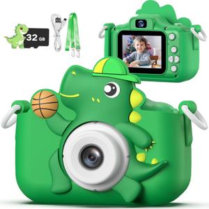 Kids Camera Toy, masterbee Dinosaur Toys Camera for Kid Age 3-12, Christmas/Birthday Gifts for Boys and Girls, 1080P HD Kids Digital Camera, Children Camera Gift for 3 4 5 6 7 8 9 10 11 12 Year Old (Green)