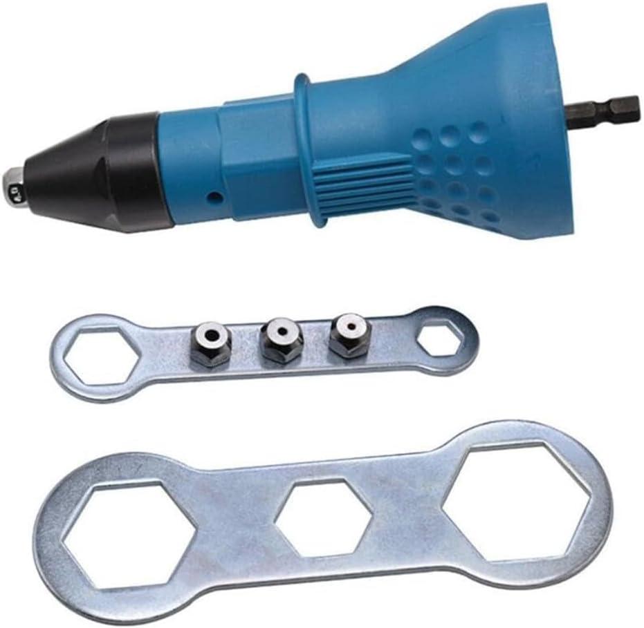 Cordless Electric Rivet Gun Adapter Kit Rivet Nut Drill Adaptor Riveting Tool Insert Nut Hand Tool Power Machine Accessories Blue
