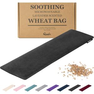 Qomfor Microwave Heating Pad - Large Microwavable Wheat Bag Heat Pack for Neck and Shoulders, Pain Relief, Back Pain, Arthritis, Period Cramps - Reusable Lavender Heating Pad (Black)