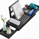 Yirilan Bamboo Bathtub Tray, Expandable Bathroom Tray, Waterproof Tray Caddy, Perfect Bath Caddy for Home Spa, Gift for Loved Ones, Black