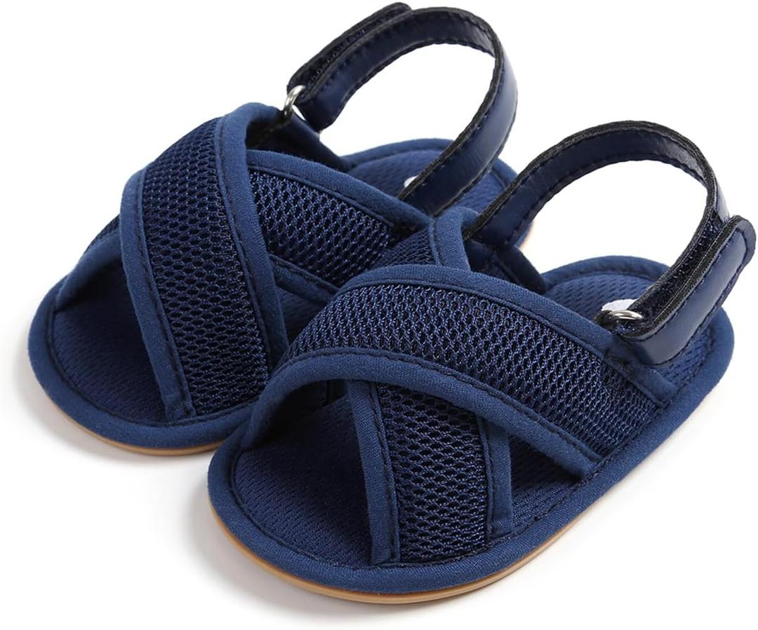 COSANKIM Infant Baby Boys Girls Summer Sandals Non Slip Soft Sole Toddler First Walker Crib Shoes (0-18 Months) (05 Dark Blue)