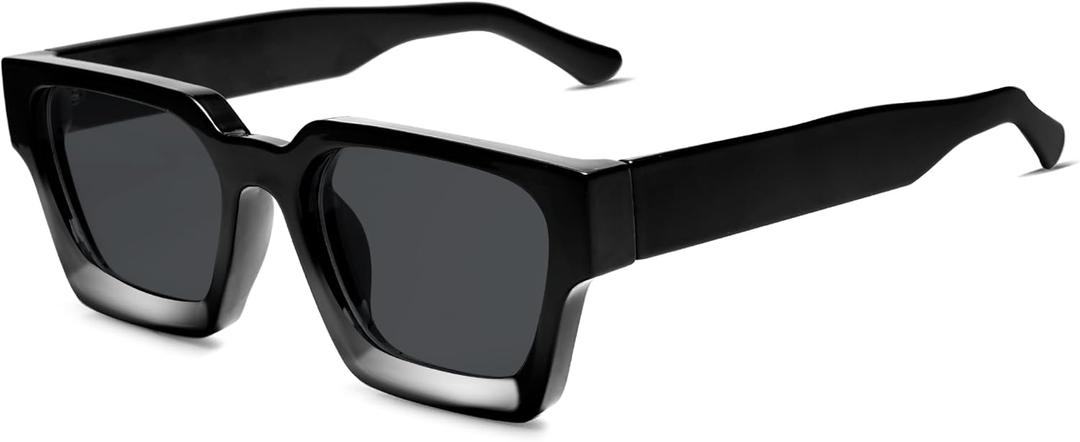 VANLINKER Thick Square Sunglasses for Men Women Retro Chunky Rectangle Shades UV400 Protection VL9731 (C3 - Black)