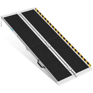 6FT Portable Wheelchair Ramp, Non-Slip Aluminum Folding Handicap Ramp, Ramps for Wheelchairs for Home with Handle, Wheelchair Ramps for Home Steps/Stairs/Threshold/Doorways/Scooter, 600LBS Capacity