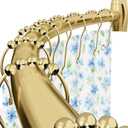 Curved Shower Curtain Rod for Bathroom, 40-72 Inches Adjustable Curved Shower Rod, 0.9MM Aluminum Rustproof Shower Curtain Rod with Rotating Brackets for Extra Shower Space, Need to Drill, Gold