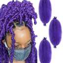 3 Packs Springy Afro Twist Hair with Crochet Hook, 24 Inch Pre-Separated Marley Crochet Braiding Hair for Distressed Soft Locs, Synthetic Hair Extension for Women(purple)