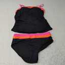 Daci Bandeau Tankini Swimsuits for Women - Two Piece Ruched Tummy Control Bathing Suit Strapless Swimwear with Bottom S, Black, Pink, Orange
