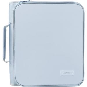 SUNEE Zippered Binder Bag with Handle, 2-Inch 3-Ring O-Ring, 500-Sheet Capacity, Includes Zip Pocket, 5-Tab Expanding File Folder, Multi-Pocket Organizer Binder for Middle School, Dusk Blue
