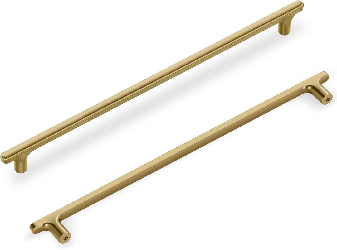 Lardmon 10 Pack Champagne Bronze Modern Cabinet Pulls 11.5 Inch(292mm) Total Length | 10 Inch(254mm) Hole Center Bar Pulls Kitchen Cabinet Handles Solid Drawer Pulls Heavy Duty Kitchen Hardware