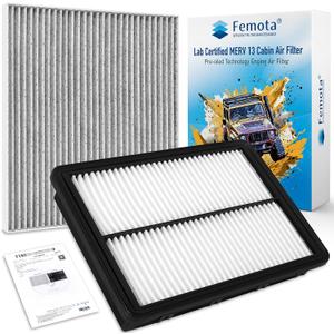 Cabin & Engine Air Filter Kit, CF11819 & CA11943, Lab Certified MERV 13, Pre-oiled, 2pcs, Specific for Hyundai Santa Fe Sport (2017-2018), Kia Sedona (2015-2021)