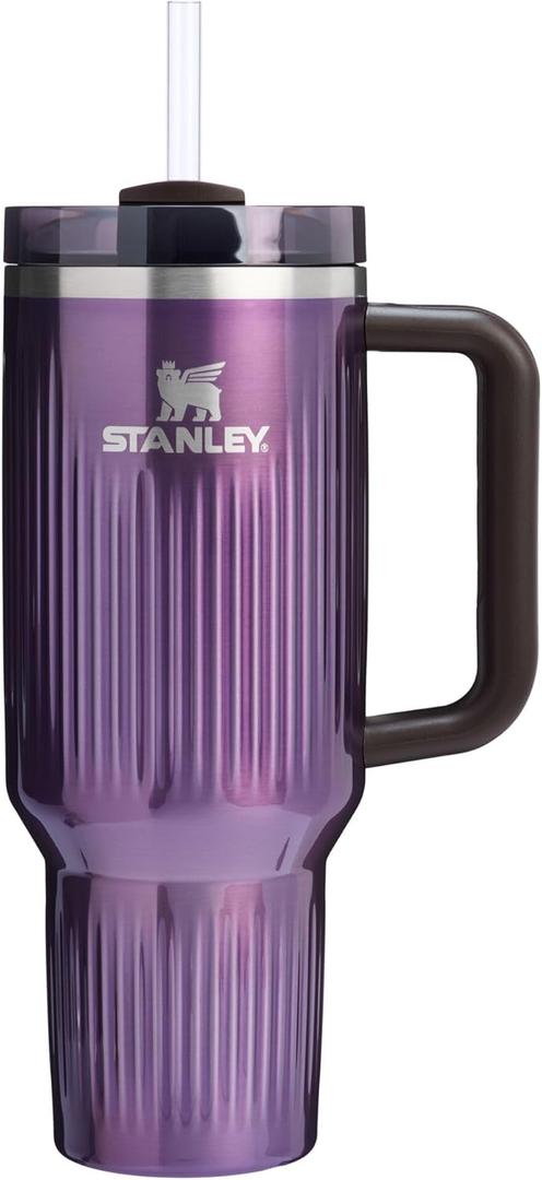 STANLEY Quencher H2.0 Tumbler with Handle and Straw 40 oz | Flowstate 3-Position Lid | Cup Holder Compatible for Travel | Insulated Stainless Steel Cup | BPA-Free | Fluted Wisteria Shine