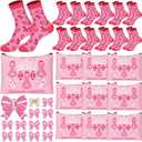 36 Pcs Football Breast Cancer Awareness Gifts for Women Pink out Socks Makeup Bags Pins for Breast Cancer Awareness Month Pink out Football Games