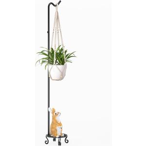 75'' Tall Shepherd's Hook with Heavy Duty Base,Adjustable Height 28 to 74 Inches, Stable Outdoor Garden Hook for Hanging Planters, Bird Feeders, Wind Chimes, Lanterns, Indoor & Outdoor Decor