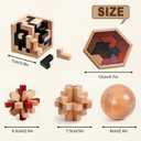 5PCS Wooden Puzzles for Adults & Kids Cube & Shape Brain Teasers, Logic & Educational Games, Family Fun