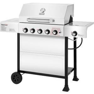 Royal Gourmet GA5401T 5-Burner BBQ Liquid Propane Gas Grill with Side Burner, Stainless Steel 61,000 BTU Output for Patio Garden Picnic Backyard Cooking, Silver