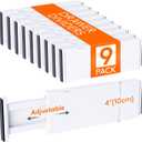 Lifewit 9 Pack Drawer Dividers 4" High, 11-17" Adjustable Drawer Organizers for Clothes, Expandable Dresser Separators in Bedroom/Bathroom/Kitchen/Fridge/Office Organization and Storage, White