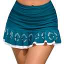 RIHOAS Womens High Waisted Swim Skirt - Bathing Suit Bottoms for Women Ruched Ruffle Swimsuit Swim Skorts with Built-in Brief Tummy Control Bikini Bottom 2026 Malachite Green (Green, L)