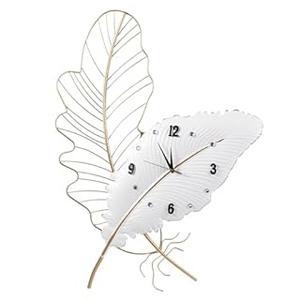 18x27 inch Large Modern Feather Leaf Shape Wall Clock for Living Room Decor, White Unique Silent Decorative Art Clock for Home Bedroom Office Dining Kitchen