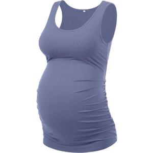 Maternity Shirts Maternity Shirts for Women Maternity Tank Top Maternity Workout Tops (Purple Grey, XXXL)
