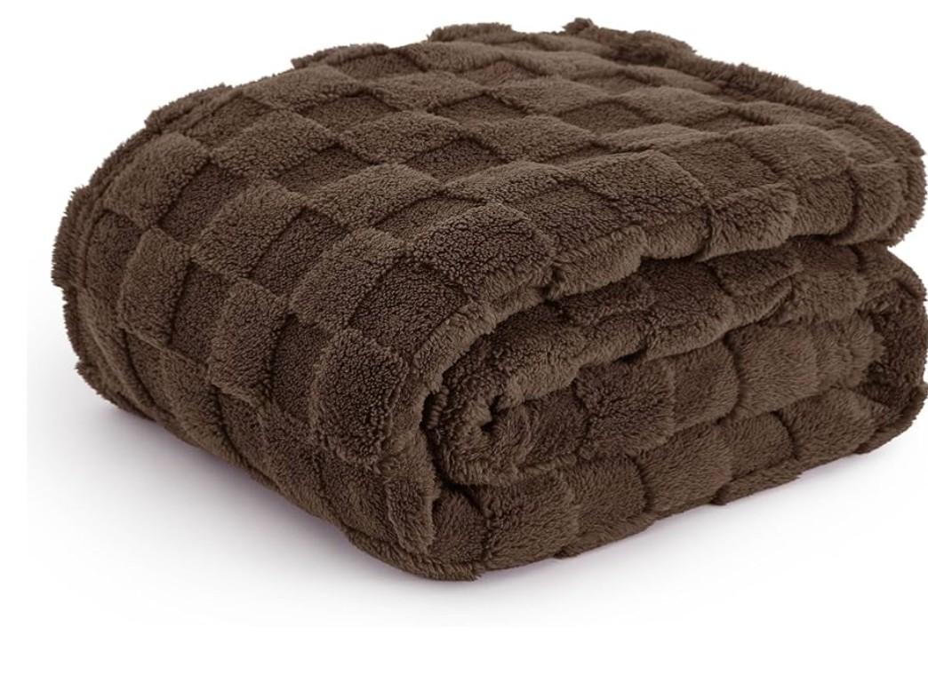 Bedsure GentleSoft Blankets Queen Size for Bed  Super Soft Cozy Blanket for Women Men Girls, Large Fuzzy Fleece Throw for Bedroom Decor, Brown, 90x90 Inches