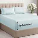 CGK Linens Extra Deep Pocket King Sheets - 4 Piece Breathable & Cooling Bed Sheets - Hotel Luxury Bed Sheet Set - Super Soft, Wrinkle Free and Comfy - Fits Extra Deep Mattresses - Ice Blue Sheets Set