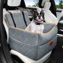 Dog Car Seat for Small Medium Dogs, Memory Foam Puppy Dog Booster Seat with Thick Cushion for Dogs Under 35lbs, Detachable Washable Pet Car Seat Travel Bed with Storage Pockets,2 Safety Belts (Gray)