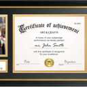 Yaetm 11x22 Diploma Frame with Tassel Holder for 8.5x11 Certificate Document & 4x6 Photo with High Definition Glass, Black Mat Over Gold Acid-free Mat, Black Graduation Frame 2025