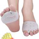 Ball of Foot Cushions, (4PCS) Metatarsal Pads, Toe Separator, Toe Spacers, Breathable & Soft Gel Foot Pads, Forefoot Pads for Mortons Neuroma Callus, Diabetic Feet, Blisters, (2 Pair (Pack of 1), White)