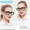 OCCI CHIARI 1.25 Bifocal Reading Glasses Women Blue Light Blocking Oversized Readers 1.0 1.25 1.5 1.75 2.0 2.25 2.5 2.75 3.0 3.5(Black,1.25)
