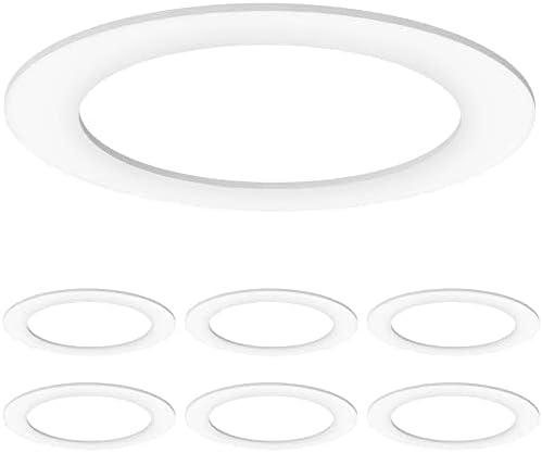 Sunco 6 Pack Goof Rings for 6 Inch Recessed Lights, Flush Mount White Can Light Trim Ring Cover, Outer Diameter 8.6 Inch, Inner Diameter 6.2 Inch, Paintable Surface, Matte Finish