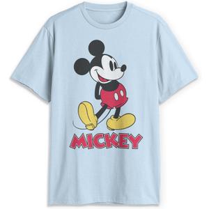 Disney Mickey Mouse Classic Distressed Vintage Standing T-Shirt (Blue, L)