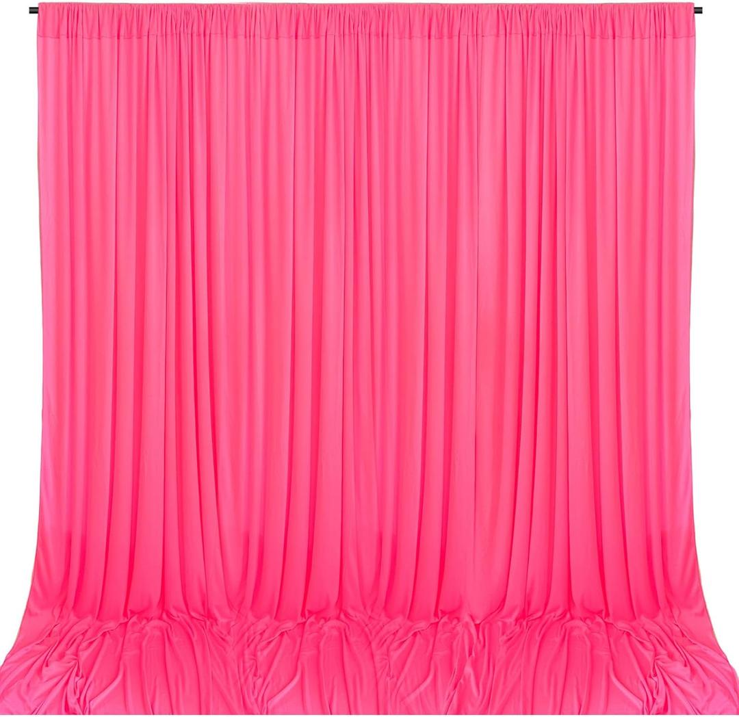 10 x 7 Feet Fluorescent Pink Backdrop Curtain for Partie, Background Curtains for Photoshoot, Birthday, Wedding, Halloween, Thanksgiving, Christmas Day, New Year Party Decorations 5Ft x 7Ft, 2 Panels