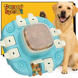 puppyspout Dog Puzzle Toy2 Levels for Smart Dogs, Slow Feeder with Button for IQ Training and Mental Enrichment